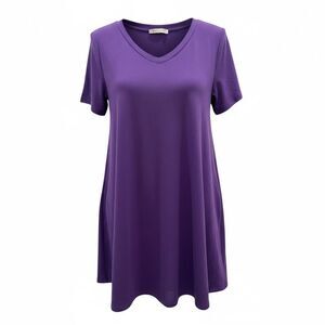 Elegant Purple V-Neck  midi v-neck t-shirt style for Women